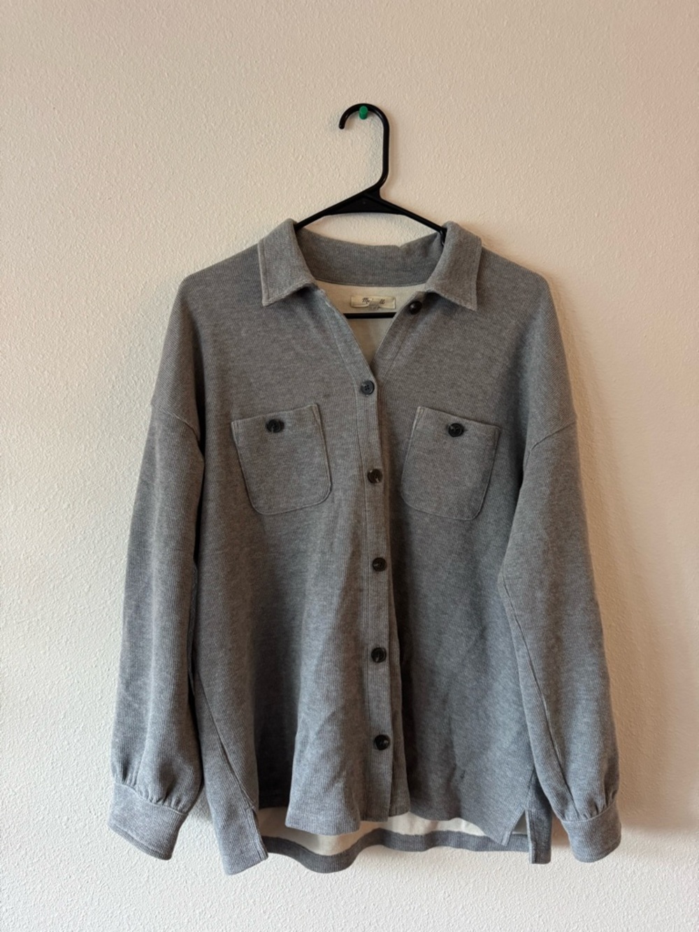 Madewell Gray Button-Front Knit Shirt Jacket